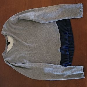 J Crew Crewneck with Blue Ruffle Trim